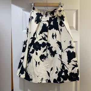 Pleated Floral Cotton Midi A-Line Skirt Women’s Sz M